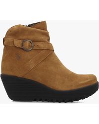 Fly London - Loik Tabacco Suede Wedge Ankle Boots - Lyst