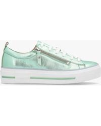 Moda In Pelle - Filician Mint Metallic Leather Side Zip Trainers - Lyst
