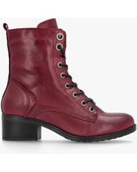 Moda In Pelle - Bezzie Burgundy Leather Block Heel Ankle Boots - Lyst