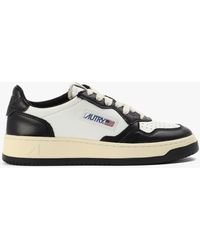 Autry - Medalist Low Two Tone White & Black Leather Trainers - Lyst