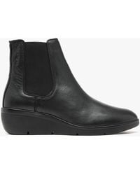 Fly London - Nola Black Leather Wedge Ankle Boots - Lyst