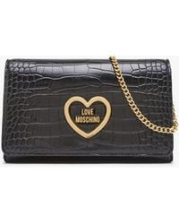 Love Moschino - Croc Black Heart Shoulder Bag - Lyst