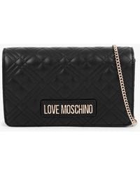 Love Moschino - S Diamond Quilt Flapover Black Cross Body Bag - Lyst