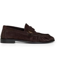 Saint Laurent - Dark Suede Le Loafer Supple Loafers - Lyst