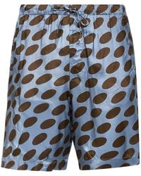 Dries Van Noten - Steel Cupro Soft Ellipses-Printed Shorts - Lyst