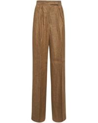 Max Mara - Linen Rauche Wide Leg Trousers - Lyst