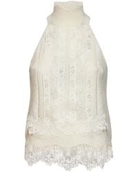 Ermanno Scervino - Cashmere Knit And Valencienne Lace Top - Lyst