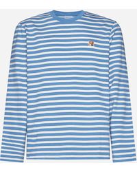 Maison Kitsuné - Fox Head Patch Striped Cotton T-shirt - Lyst