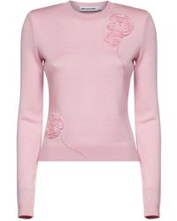 Self-Portrait - Knit Jumper With Flowers Detail - Lyst