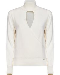 Herno Resort - Ivory Carded Wool Resort Sweater With Cut-Out - Lyst