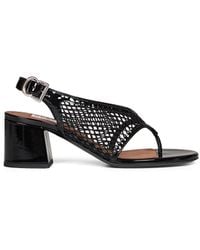 Alaïa - Heeled Thong Sandals Fishnet & Patent - Lyst