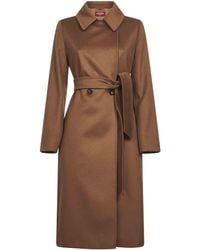 Max Mara - Camel Wool Broadcloth Bcollag Wrap Coat - Lyst