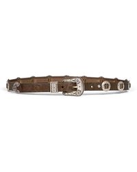 Golden Goose - Winter Moss Embossed Leather Thin Lace Belt With Inlays<Br - Lyst