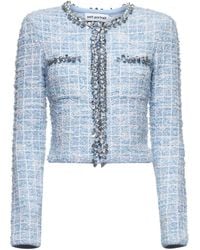 Self-Portrait - Light Sequin Check Tweed Cardigan - Lyst