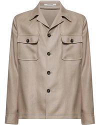 Tagliatore - Taupe Linen Tempest Overshirt - Lyst