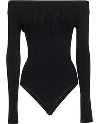 Alaïa - Ribbed Knit Off-The-Shoulder Bodysuit - Lyst