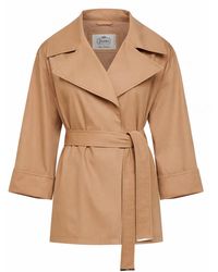 Herno - Camel Cotton Gabardine Belted Raincoat - Lyst