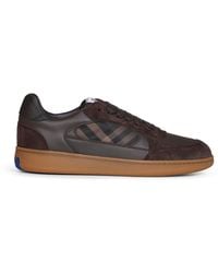 Burberry - Dark Leather And Suede And Check Terrace Sneakers - Lyst