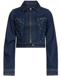 Marine Serre - Denim Trucker Jacket, Cropped Organic Midnight - Lyst