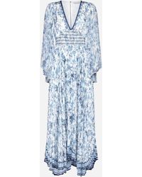 Alice + Olivia - Sion Floral Print Pleated Maxi Dress - Lyst