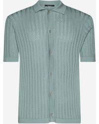 Tagliatore - Crochet Ribbed Cotton Shirt - Lyst