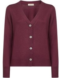 Blanca Vita - Burgundy Virgin Wool Knit Cardigan - Lyst