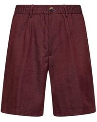 Brunello Cucinelli - Cherry Chevron Linen And Virgin Wool Bermuda Shorts - Lyst