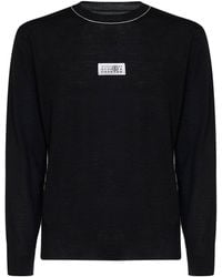 MM6 by Maison Margiela - Wool Blend Knit Crewneck Sweater - Lyst