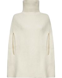 Jil Sander - Ecru Wool High-Neck Cape - Lyst