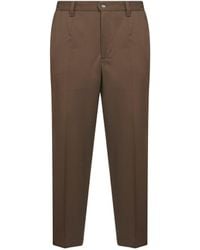 D 40 - Biscuit Wool Blend Twill Portofino Trousers - Lyst