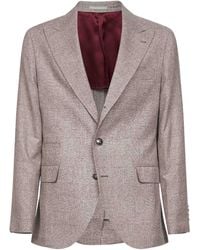 Brunello Cucinelli - Prince Of Wales Flannel Deconstructed Blazer - Lyst