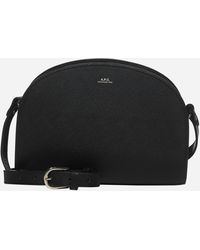 A.P.C. Half-moon Saffiano Leather Shoulder Bag - Black