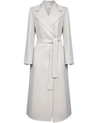 Max Mara - Ecru Wool Drap Poldo Long Wrap Coat - Lyst