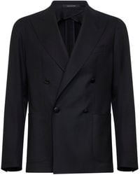 Tagliatore - Stretch Virgin Wool Montecarlo Double-Breasted Blazer - Lyst