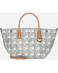 Tory Burch Small Canvas Round Tote in White | Lyst