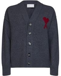 Ami Paris - Felted Merino Wool Ami De Cœur Cardigan - Lyst