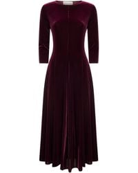 Blanca Vita - Burgundy Stretch Velvet Asia Midi Dress - Lyst