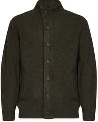 Barbour - Seaweed Wool Zip-Up And Buttoned Cardigan With Patches - Lyst