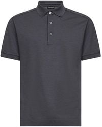 ZEGNA - Cotton And Silk Pique Polo Shirt - Lyst