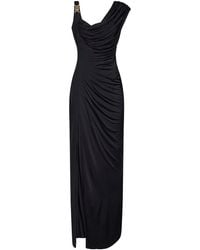 Versace - Liquid Jersey Draped Long Dress - Lyst