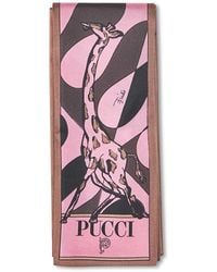 PUCCI - And Coral Selva And Leocorno-Prints Silk Twill Bandeau Scarf - Lyst