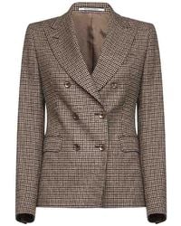 Tagliatore - Tobacco Houndstooth Wool Blend Coreen Double-Breasted Blazer - Lyst