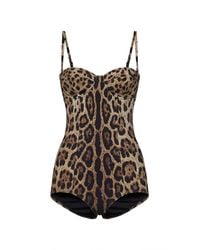Dolce & Gabbana - One-Piece Swimsuit Leopard Print Lycra - Lyst