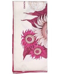 Ferragamo - Ivory And Burgundy And Fuchsia Girasoli-Print Silk Scarf - Lyst