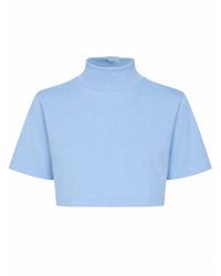 Alaïa - Sky Cotton Jersey Cropped T-Shirt - Lyst