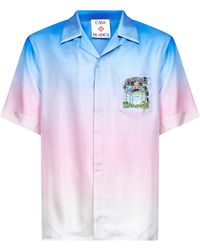 CASABLANCA - Printed Silk Twill Volcano Gradient Shirt - Lyst