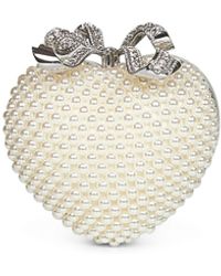 Self-Portrait - Self Portrait Cream Pearl Heart Clutch Bag - Lyst