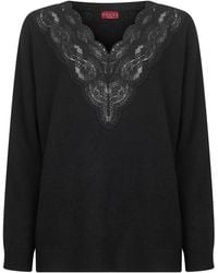 Gucci - Wool And Cashmere Knit Sweater With Lace - Lyst