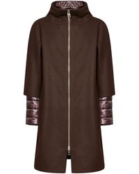 Herno - Dark Chocolate Ecowool And Ultralight Nylon Coat - Lyst