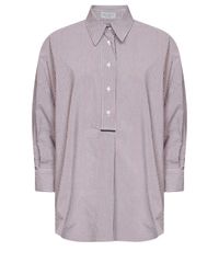 Brunello Cucinelli - Shirt Striped Cotton-Blend Natural - Lyst